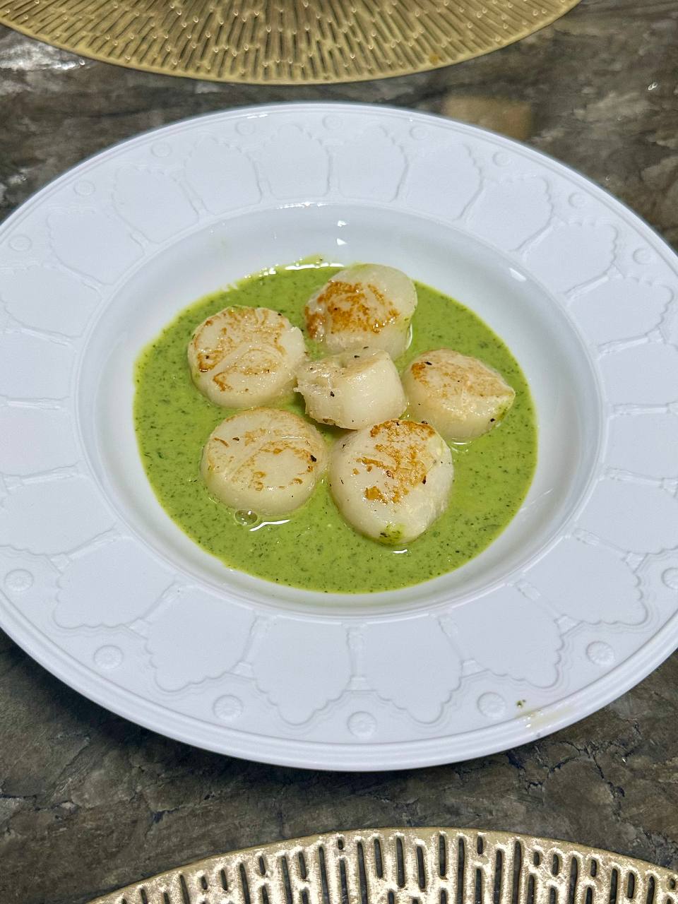 Scallops with Silk Tofu and Herbs