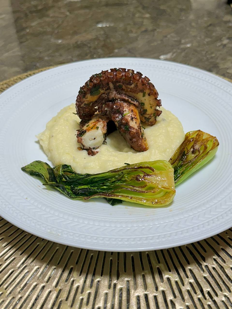 Octopus Puree with Bok Choy